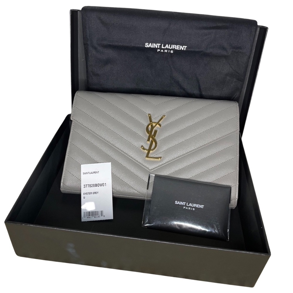 *100% AUTH* SAINT LAURENT Grain De Poudre Matelasse Chevron Monogram WOC